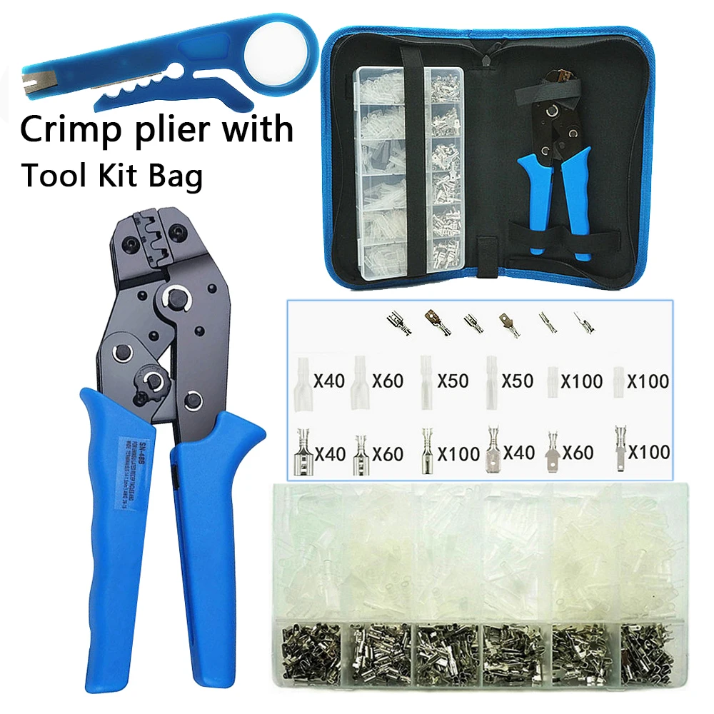 Wire Terminal Crimping Tool Kit,Crimping Pliers Set SN-48BS with 800PCS Female Male Spade Connectors&Bullet Connectors Terminals
Wire Terminal Crimping Tool Kit,Crimping Pliers Set SN-48BS with 800PCS Female Male Spade Connectors&Bullet Connectors Terminals