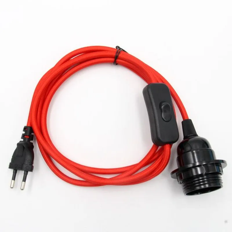 220V AC European Plug Power Cord Fabric Cable With Switch E27 Bakelite Lamp Socket With Lampshade Ring For Hanging Light Cord
220V AC European Plug Power Cord Fabric Cable With Switch E27 Bakelite Lamp Socket With Lampshade Ring For Hanging Light Cord