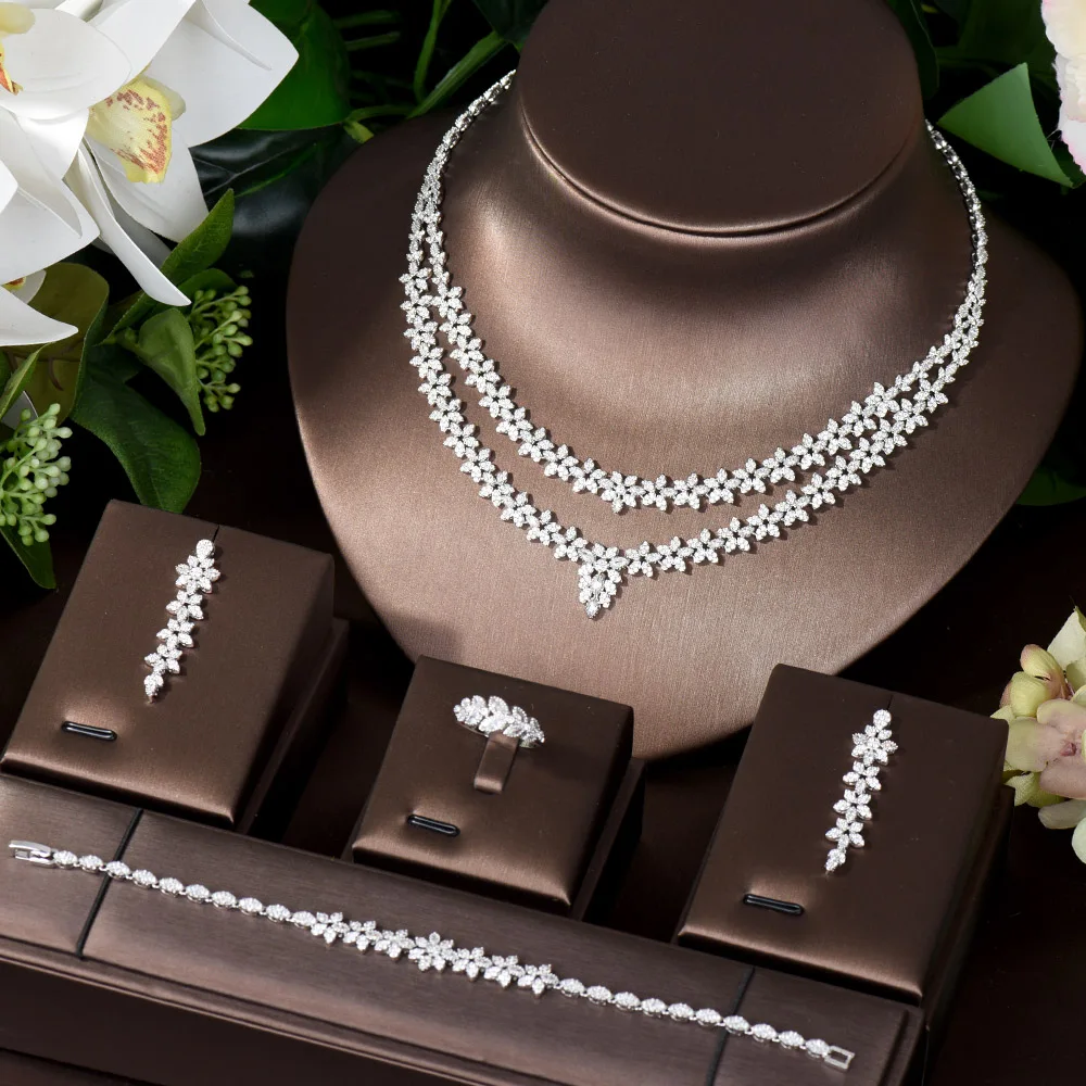 HIBRIDE Leaf Flower Cubic Zirconia Necklace Pendant Sets For Women Bridal Wedding Party Jewelry Accessories Bijoux Femme N-755
HIBRIDE Leaf Flower Cubic Zirconia Necklace Pendant Sets For Women Bridal Wedding Party Jewelry Accessories Bijoux Femme N-755