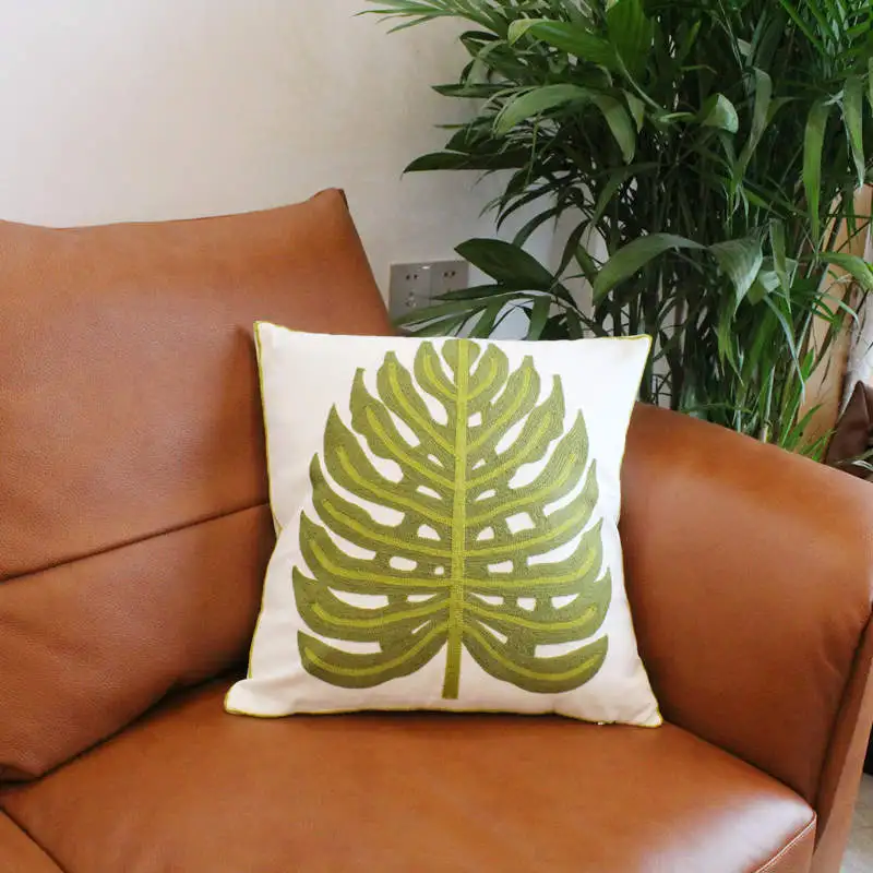 DUNXDECO Green Leaf Cushion Cover Decorative Pillow Case 45x45CM Modern Fresh Green Palm Embroidery Cotton Throw Shame Sofa Deco
DUNXDECO Green Leaf Cushion Cover Decorative Pillow Case 45x45CM Modern Fresh Green Palm Embroidery Cotton Throw Shame Sofa Deco