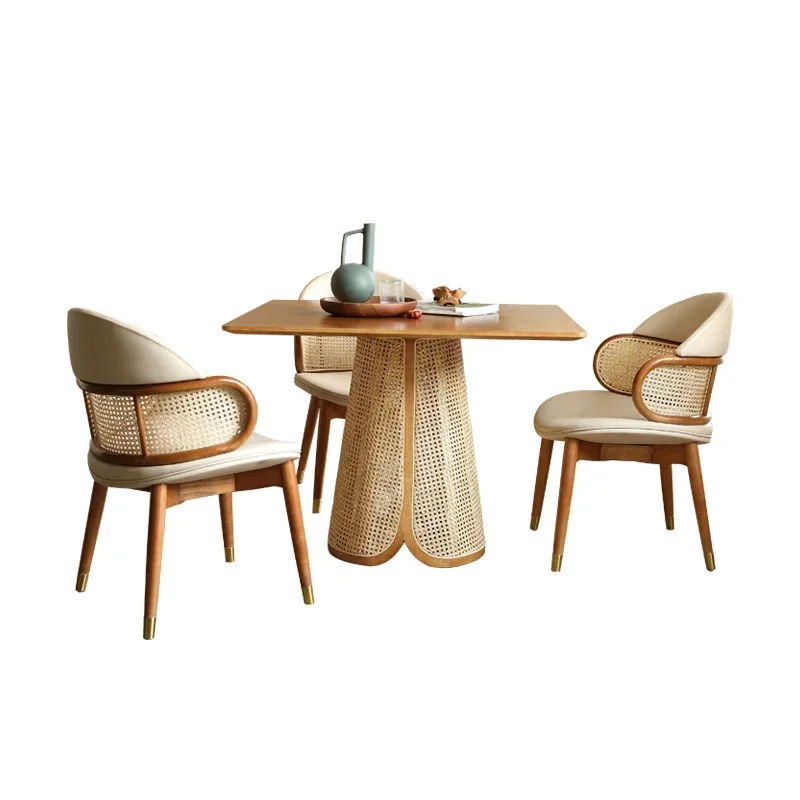 Nordic Style Solid Wood Dining Table Creative Woven Rattan Square Dining Table Minimalist Ash
Nordic Style Solid Wood Dining Table Creative Woven Rattan Square Dining Table Minimalist Ash