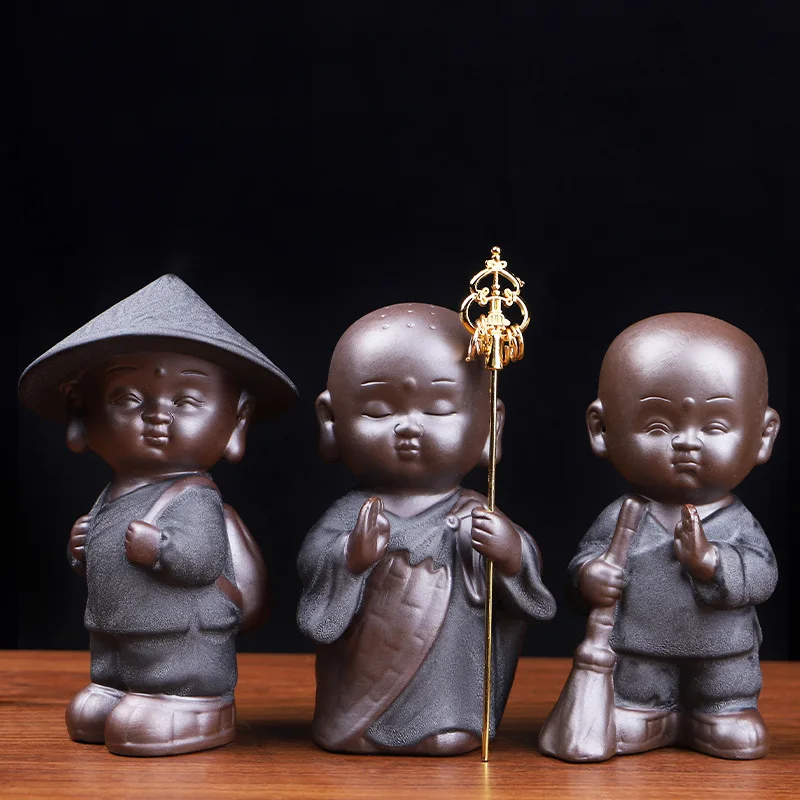 

Креативный керамический черный золотой песок маленький монах чай питомец фиолетовый песок может поднять дзен чай Художественные украшения аксессуары для чайной церемонии