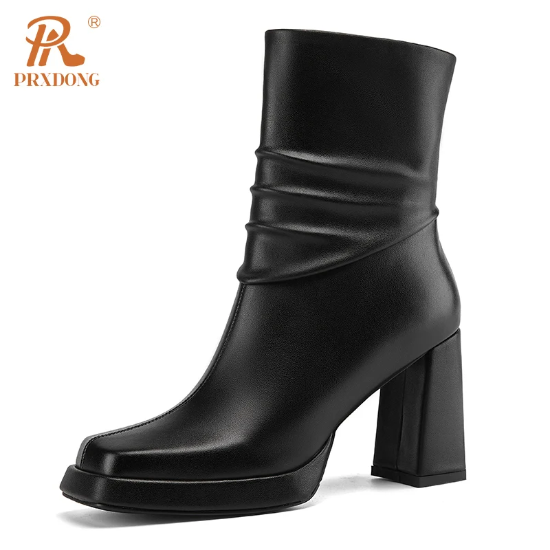 PRXDONG 2023 New Brand Genuine Leather Shoes Woman ANkle Boots Square High Heels Platform Black White Dress Party Lady Shoes 39
PRXDONG 2023 New Brand Genuine Leather Shoes Woman ANkle Boots Square High Heels Platform Black White Dress Party Lady Shoes 39