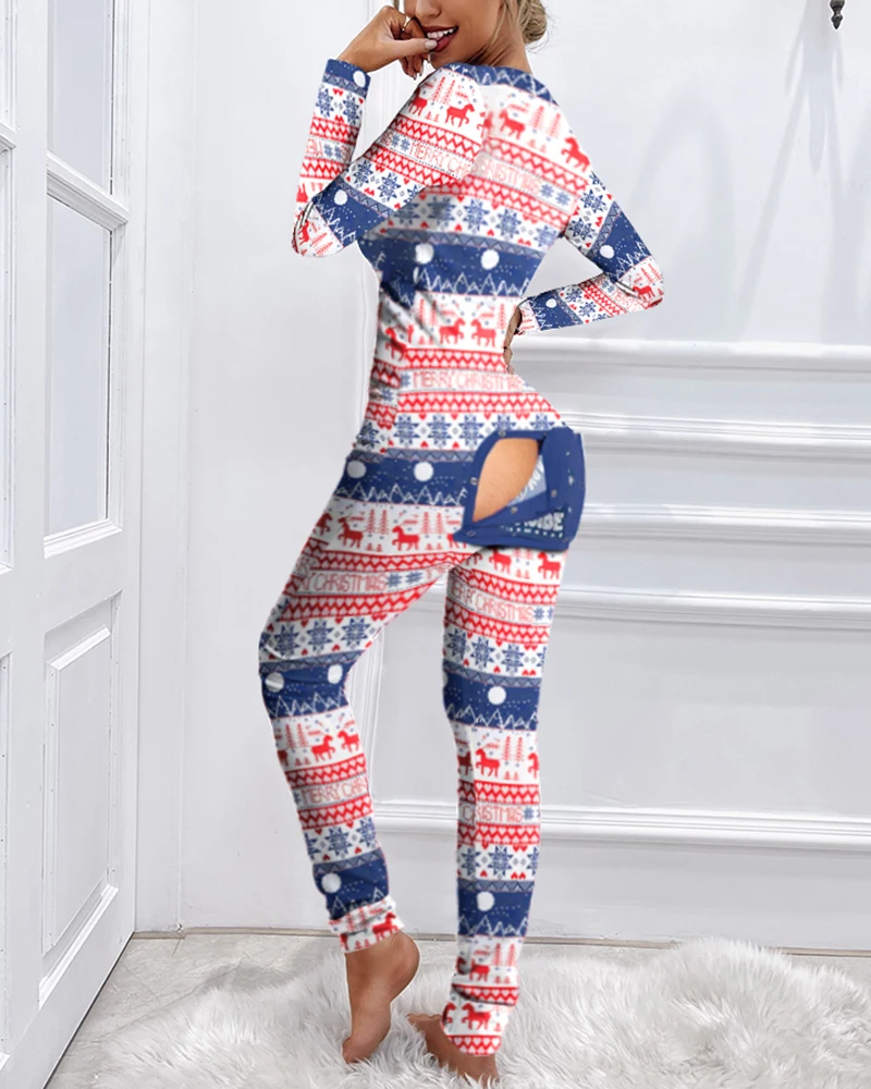 2021 Hot One Piece Suit Christmas Print Functional Buttoned Flap Casual Sleepwear Women's Pajamas Festive Female Long Jumpsuits
2021 Hot One Piece Suit Christmas Print Functional Buttoned Flap Casual Sleepwear Women's Pajamas Festive Female Long Jumpsuits