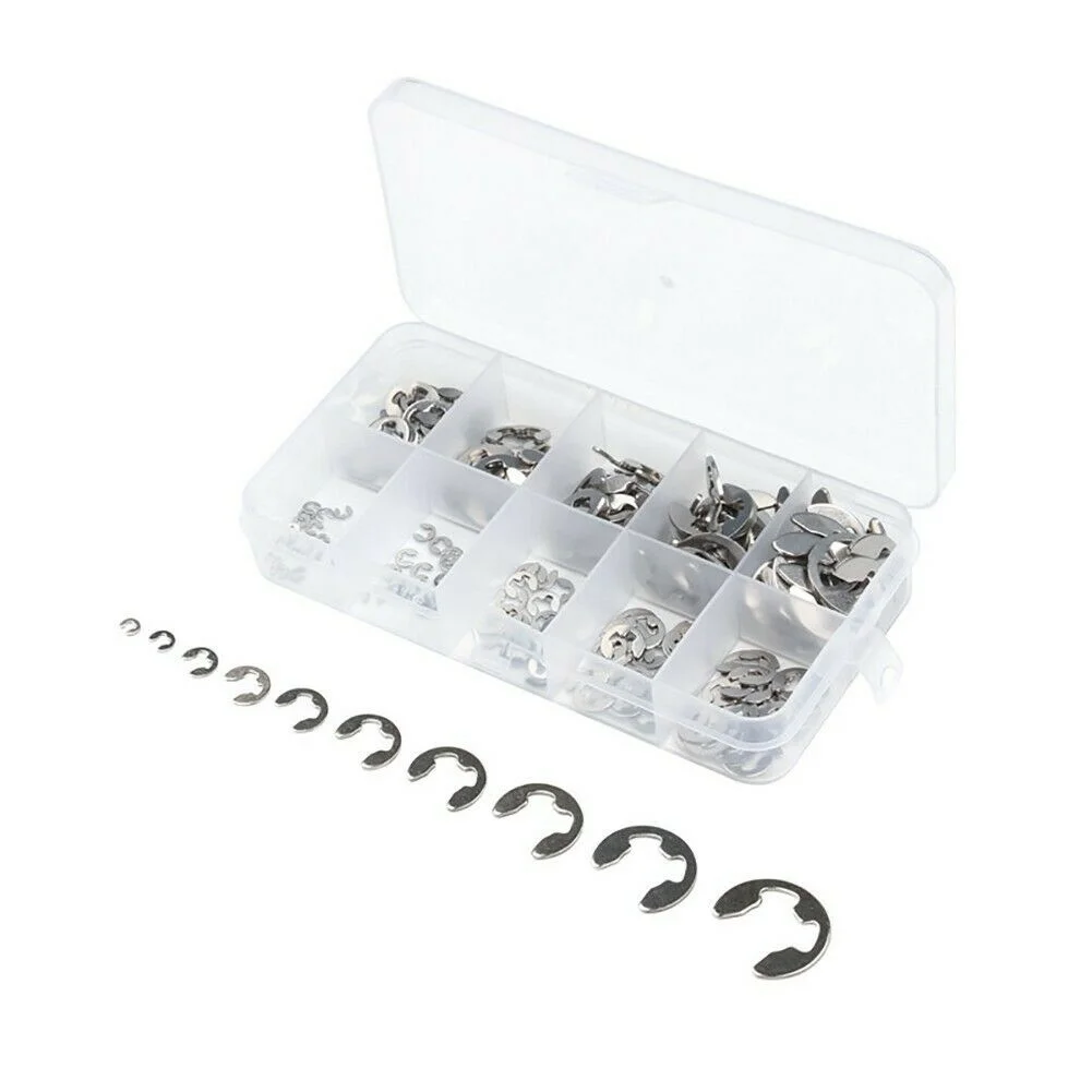580pcs/set 10 Sizes 1.5-10mm Stainless Steel Shaft E Clip Snap Circlip Washer Tools Accessories
580pcs/set 10 Sizes 1.5-10mm Stainless Steel Shaft E Clip Snap Circlip Washer Tools Accessories