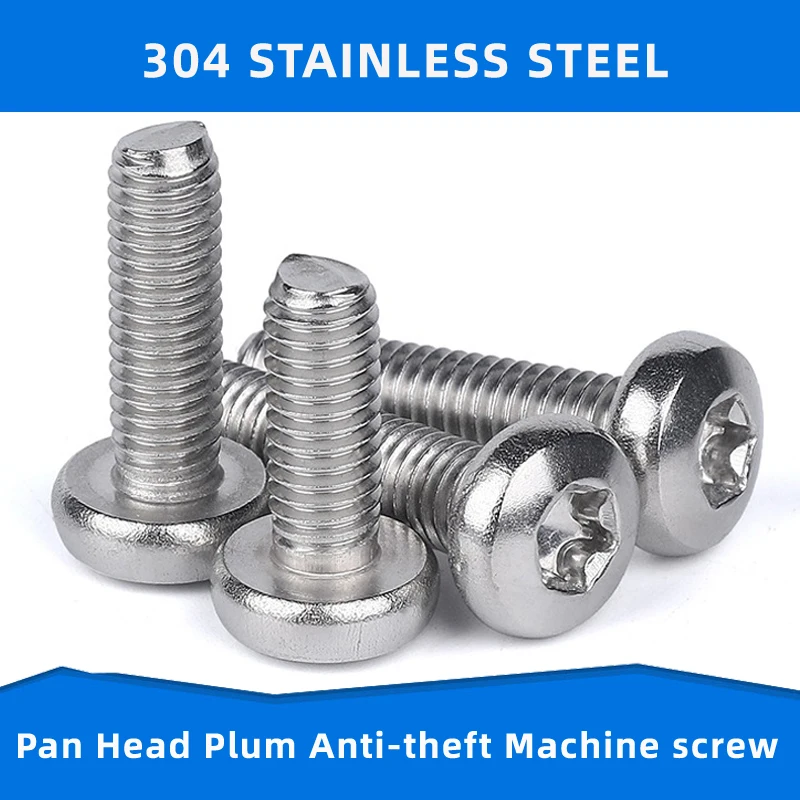 

304 Stainless Steel M2~M10 Pan Head Plum Anti-theft Machine Screws Internal Plum Pan Head Screw Six-lobe Round Machine Bolt