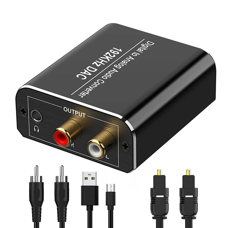 

DAC Converter, Aluminum 192KHz Digital/Toslink to Analog RCA L/R Audio Converter Adapter for PS3 PS4 HDTV Blu-Ray