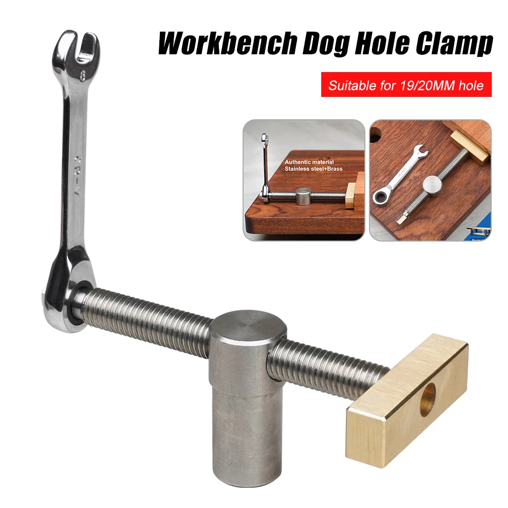 Bench Dog Clamp for 19mm/20mm Dog Hole Adjustable Woodworking Workbench Stop Stainless Steel Vise Clamp with 8mm Ratchet Wrench
Bench Dog Clamp for 19mm/20mm Dog Hole Adjustable Woodworking Workbench Stop Stainless Steel Vise Clamp with 8mm Ratchet Wrench