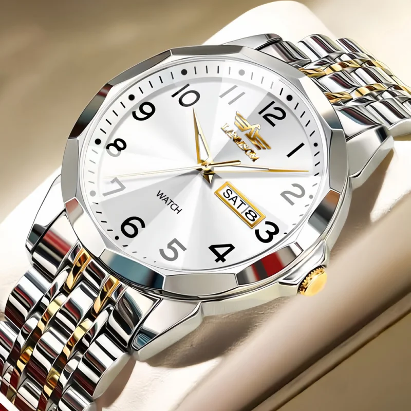 Прямая поставка Langsuo Watch Factory Кварцевые часы для пожилых людей с цифровой границей