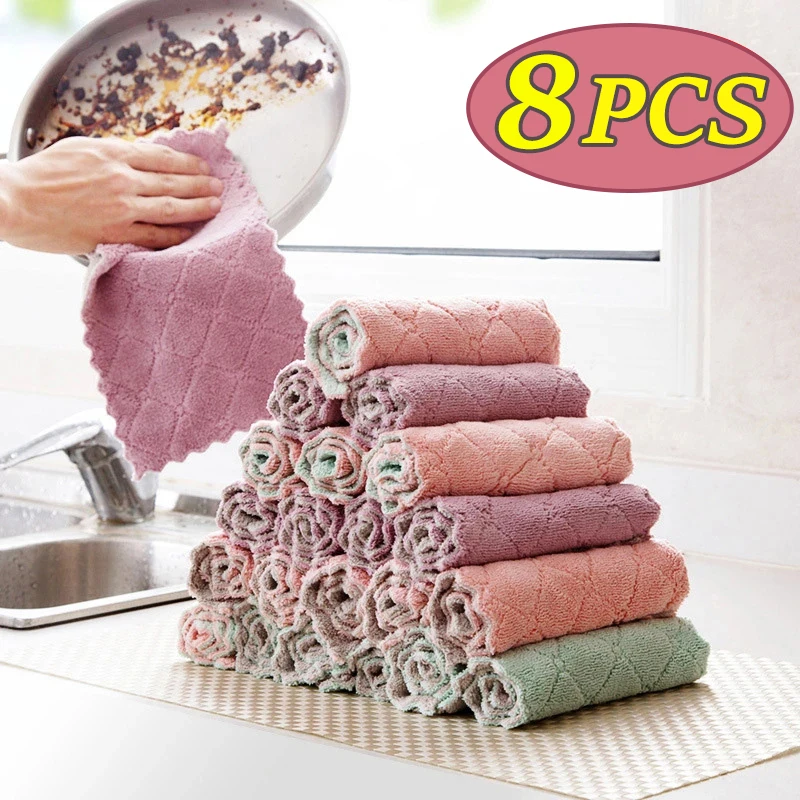 8PCS Microfiber Towel Absorbent Kitchen Cleaning Cloths Non-stick Oil Dish Towel Rags Napkins Tableware Household Cleaning Towel
8PCS Microfiber Towel Absorbent Kitchen Cleaning Cloths Non-stick Oil Dish Towel Rags Napkins Tableware Household Cleaning Towel