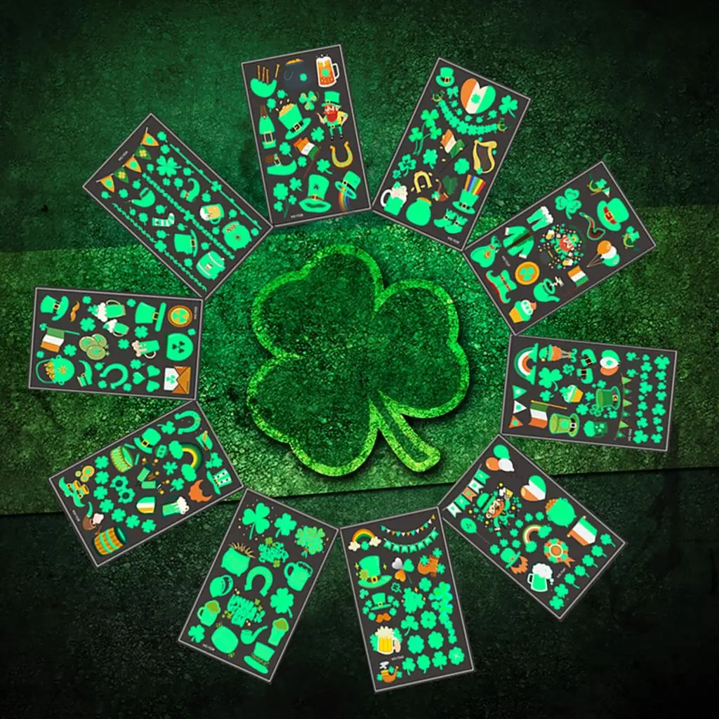 New St.Patricks Day Temporary Tattoo Sticker Green Shamrock Glowing in Dark Waterproof Temporary Tattoo Stickers Decoration
New St.Patricks Day Temporary Tattoo Sticker Green Shamrock Glowing in Dark Waterproof Temporary Tattoo Stickers Decoration