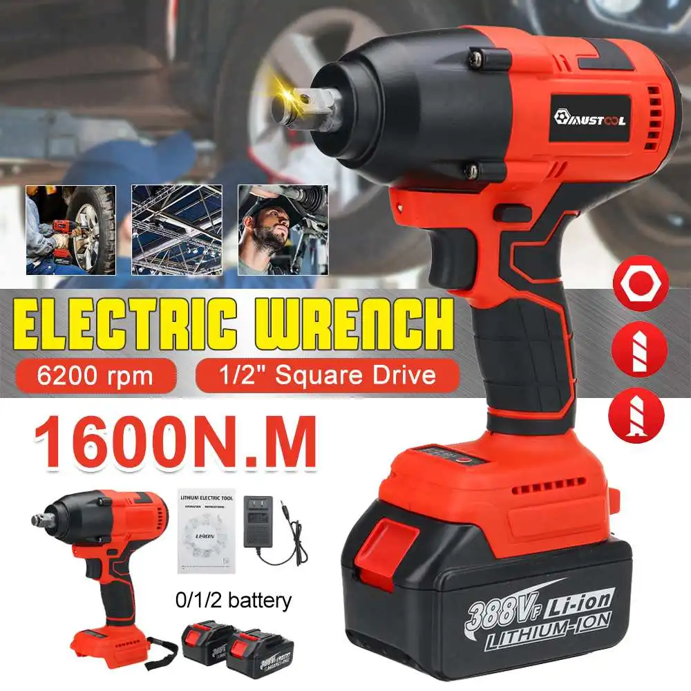 1600N.m High Torque Brushless Electric Impact Wrench Screwdriver 1/2 Socket Cordless Wrench Power Tools for Makita 18V Battery
1600N.m High Torque Brushless Electric Impact Wrench Screwdriver 1/2 Socket Cordless Wrench Power Tools for Makita 18V Battery