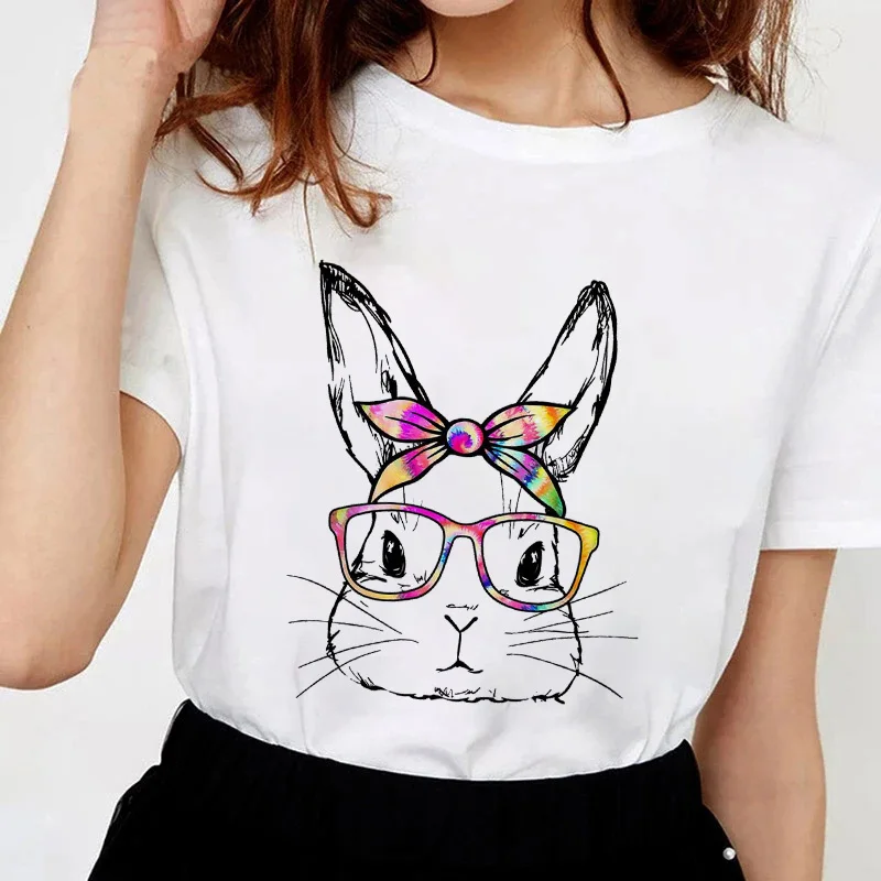 Women's T-shirt Summer Cartoon Cute Bunny Tops Female Round Neck Casual Fashion Short Sleeve Ladies Tshirt
Women's T-shirt Summer Cartoon Cute Bunny Tops Female Round Neck Casual Fashion Short Sleeve Ladies Tshirt