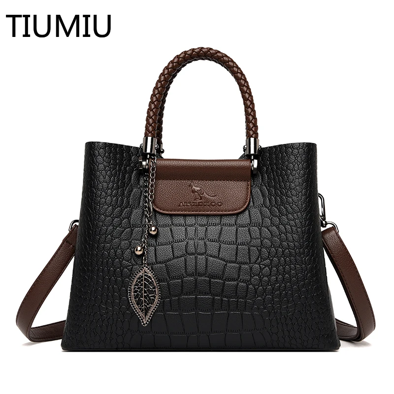 

Genuine Brand Leather 3 Layers Alligator Crossbody Bag for Women Female Shoulder Messenger Sac Luxury Designer Ladies Handbags