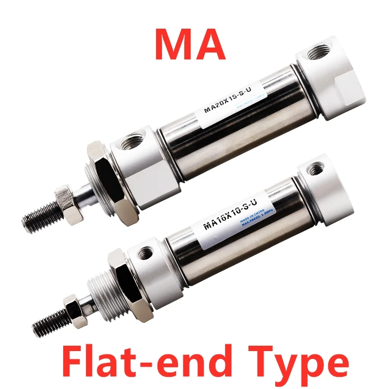 

MA 16 20 25 32 40 Flat-end AirTAC Type Pneumatic Cylinder Stroke 25 50 100 125 150 200 mm Stainless Steel Double Action Mini Air