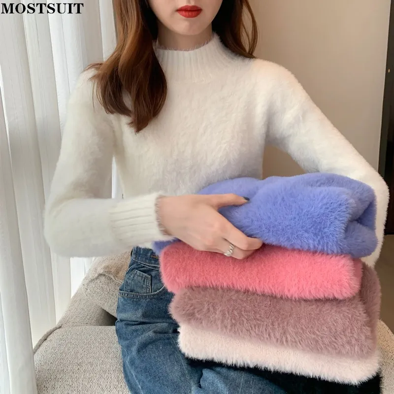 Autumn Winter Solid Long Sleeve Half Turtleneck Knitted Pullover Tops Women Sweater Fashion Ladies Jumper Korean Sueter Mujer
Autumn Winter Solid Long Sleeve Half Turtleneck Knitted Pullover Tops Women Sweater Fashion Ladies Jumper Korean Sueter Mujer