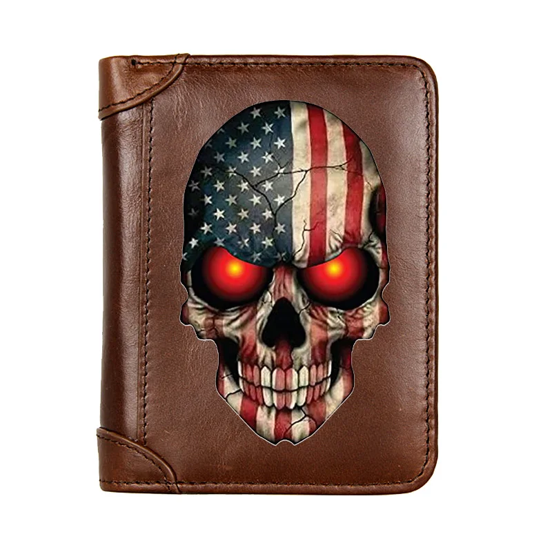 Luxury American Flag Skull Printing Genuine Leather Men Wallet Classic Pocket Slim Card Holder Male Short Coin Purses
Luxury American Flag Skull Printing Genuine Leather Men Wallet Classic Pocket Slim Card Holder Male Short Coin Purses