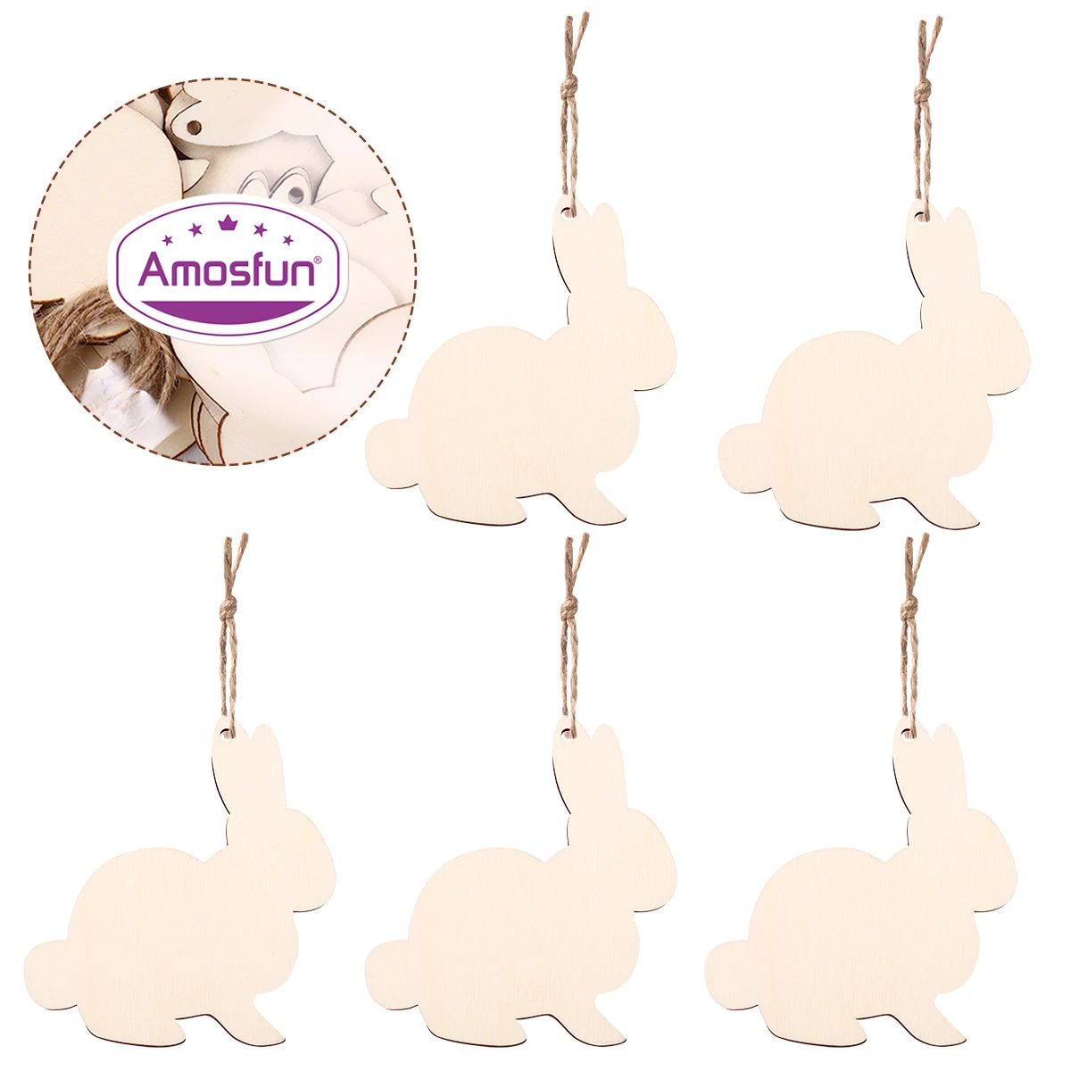 20pcs Easter Rabbit Hanging Pendant Wooden DIY Craft Ornament Decoration Accessories with Hemp Rope for Easter Party Decorations 
20pcs Easter Rabbit Hanging Pendant Wooden DIY Craft Ornament Decoration Accessories with Hemp Rope for Easter Party Decorations