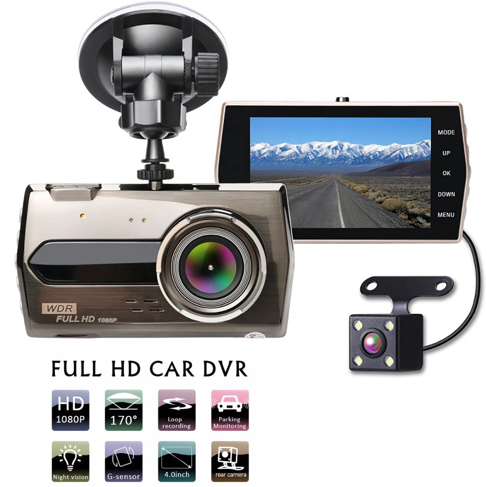 

Car DVR 4.0" Full HD 1080P Dash Cam Rear View Camera Video Recorder Night Vision Black Box Auto Dashcam Supports Multi-language