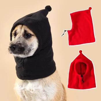 New Dog Hat Winter Warm Pet Cap Solid Color Dog Hat Drawstring Adjustment Casual Pet Headgear