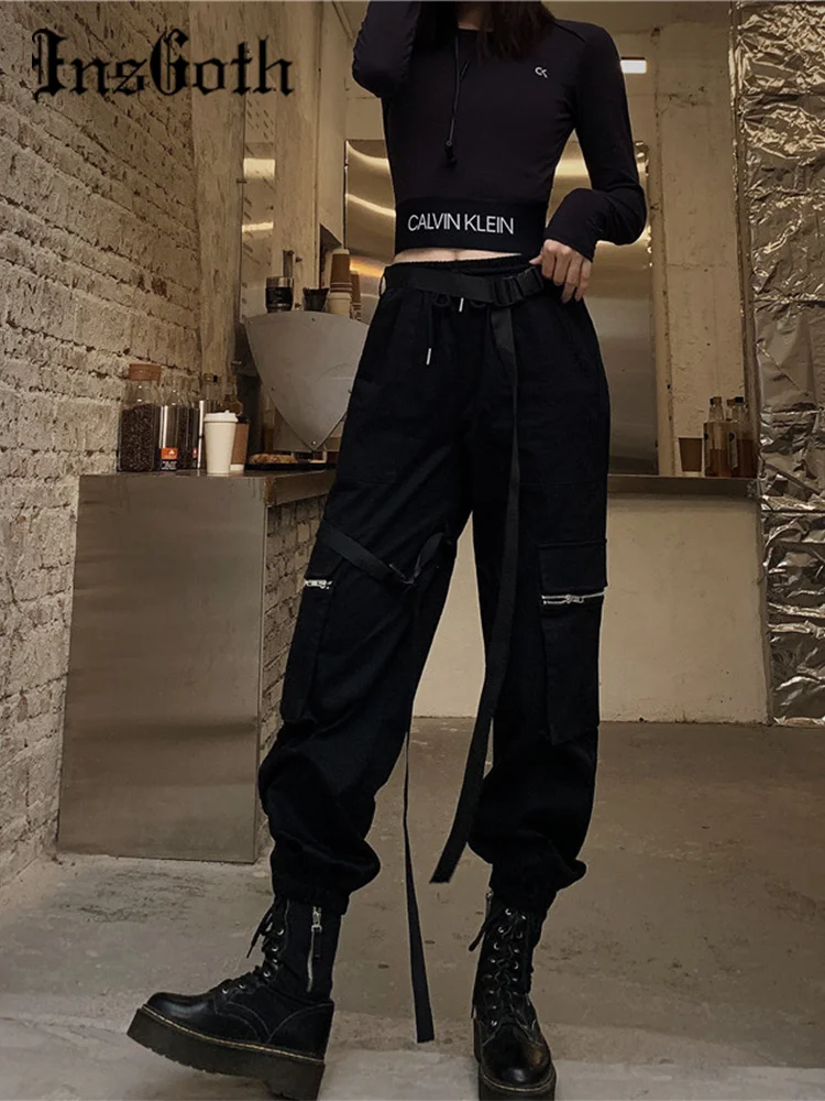 InsGoth Black High Waist Cargo Pants Women Harajuku Streetwear Casual Joggers Long Pants With Belts Female Loose Korean Style
InsGoth Black High Waist Cargo Pants Women Harajuku Streetwear Casual Joggers Long Pants With Belts Female Loose Korean Style