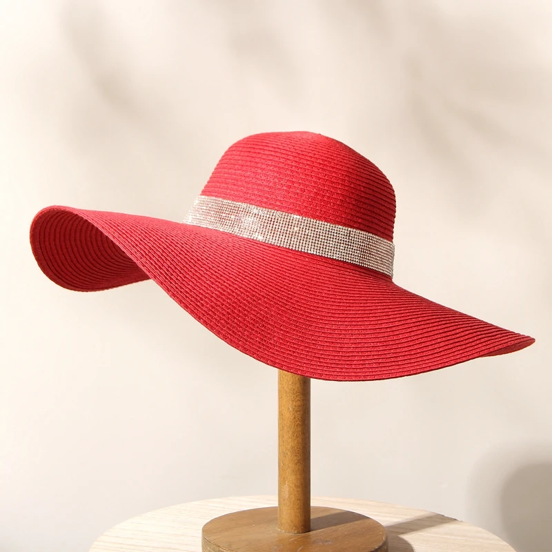 Sombrero de Panamá de ala ancha para mujer, sombrero de paja plegable, colorido, para playa y vacaciones,a la moda, para verano 
Sombrero de Panamá de ala ancha para mujer, sombrero de paja plegable, colorido, para playa y vacaciones,a la moda, para verano
