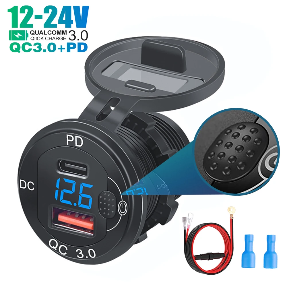 USB Car Charger Quick Charge QC 3.0 PD Type C Car Fast Charging 12V-24V Aluminium With Switch For Motorcycle Truck Boat Marine
USB Car Charger Quick Charge QC 3.0 PD Type C Car Fast Charging 12V-24V Aluminium With Switch For Motorcycle Truck Boat Marine