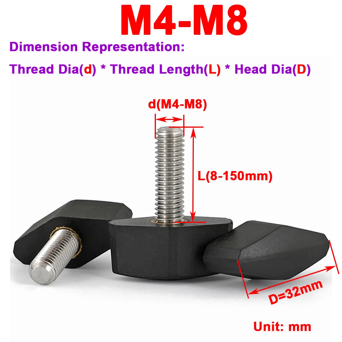 304 Stainless Steel Diamond Shaped Rubber Head Plastic Knob T-Shaped Handle Bolt M4M5M6M8
304 Stainless Steel Diamond Shaped Rubber Head Plastic Knob T-Shaped Handle Bolt M4M5M6M8