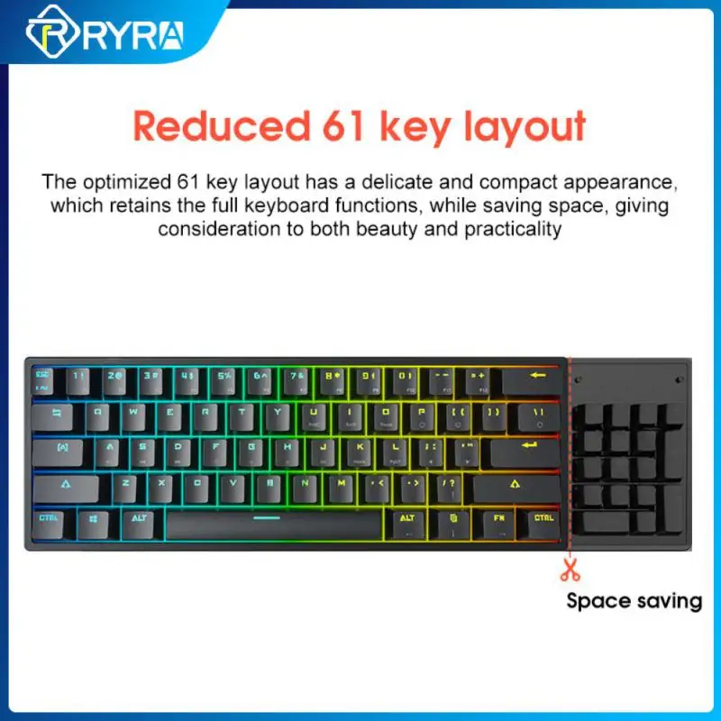 RYRA New K620 Wired Mechanical Keyboard 61Keys RGB Hotswap Keycap Axis Red Switch Type-C Gaming Keyboard For Desktop Computer
RYRA New K620 Wired Mechanical Keyboard 61Keys RGB Hotswap Keycap Axis Red Switch Type-C Gaming Keyboard For Desktop Computer