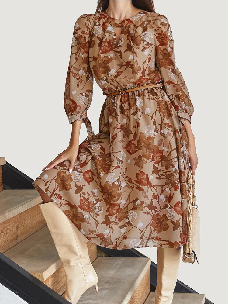 New Fashion Elegant Temperament High Waist Printed Round Neck Cuff Strap Office Lady A-LINE Woman Dress Dress for Women
New Fashion Elegant Temperament High Waist Printed Round Neck Cuff Strap Office Lady A-LINE Woman Dress Dress for Women