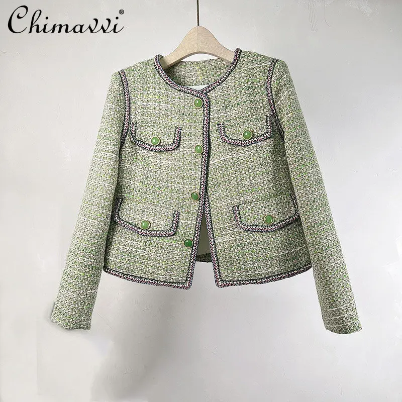 Женское твидовое короткое пальто с французской текстурой, новая модная однобортная офисная куртка с длинным рукавом, подходит ко всему, осень 2022 
Женское твидовое короткое пальто с французской текстурой, новая модная однобортная офисная куртка с длинным рукавом, подходит ко всему, осень 2022