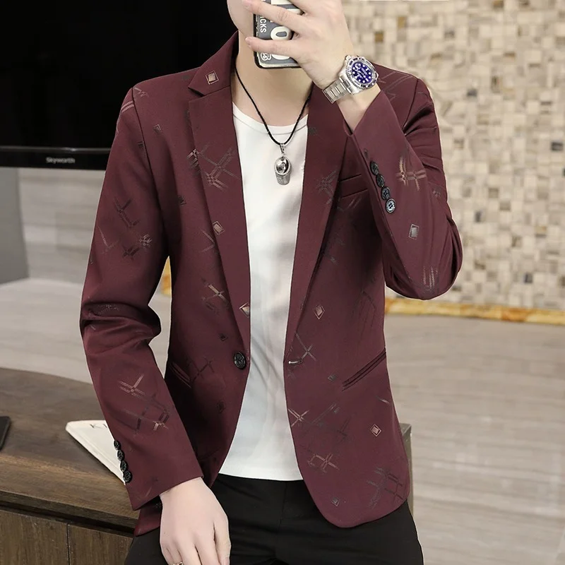 Men's Spring and Autumn New 4 Colors Optional Suit Long-sleeved Jacket Printed Suit Collar Casual Slim Suit One Single Breasted
Men's Spring and Autumn New 4 Colors Optional Suit Long-sleeved Jacket Printed Suit Collar Casual Slim Suit One Single Breasted