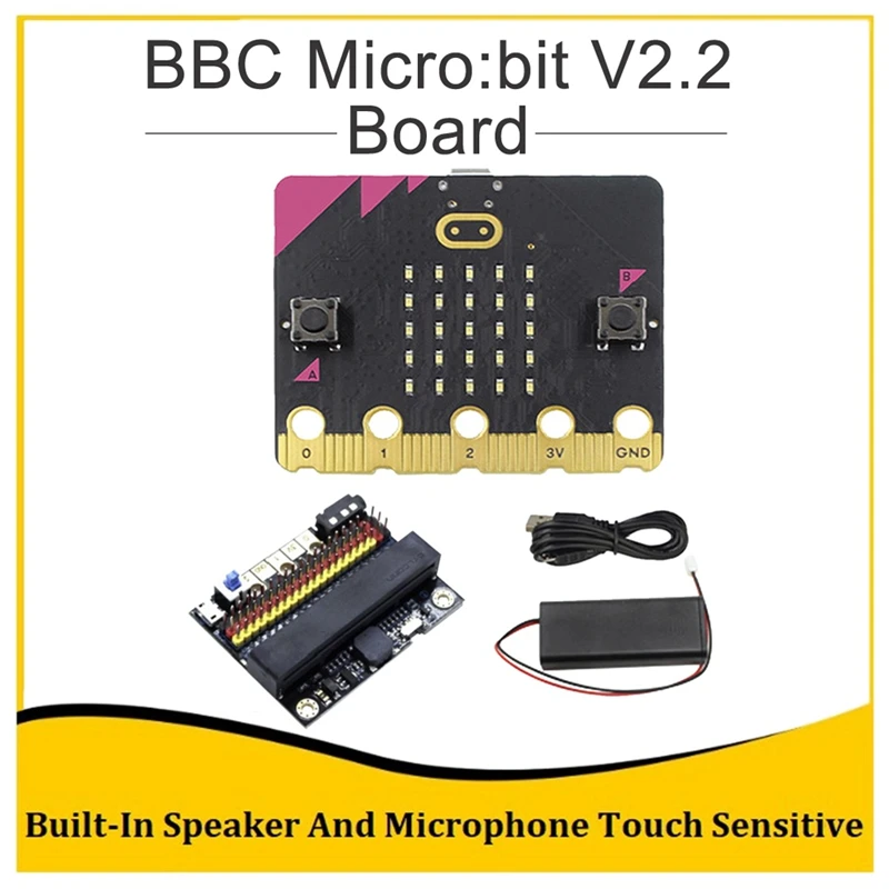 BBC Micro: набор Bit V2.2 Встроенный микрофон для динамика программируемая обучающая макетная плата + плата расширения ввода-вывода V2.0
BBC Micro: набор Bit V2.2 Встроенный микрофон для динамика программируемая обучающая макетная плата + плата расширения ввода-вывода V2.0