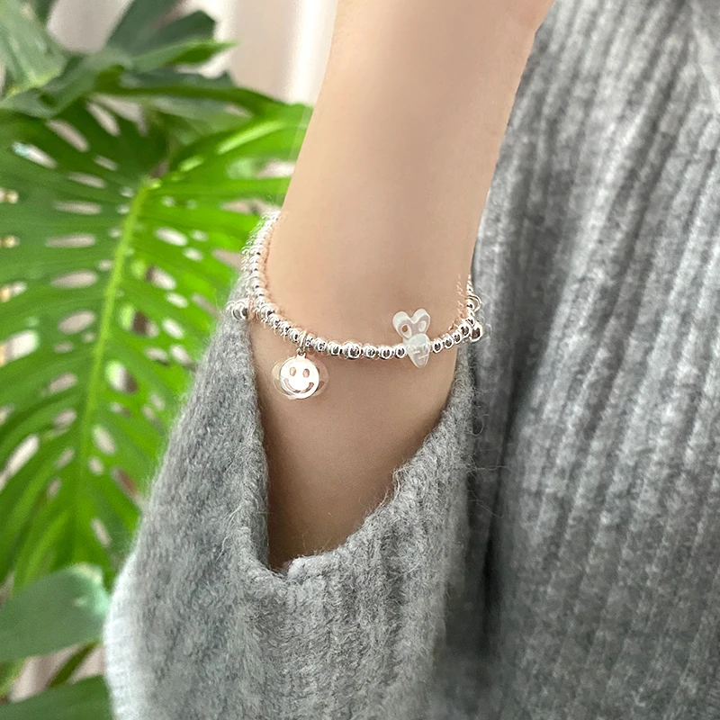 Fashion Jewelry Gift Natural Shell Rabbit Bell Bracelet 925 Sterling Silver Bead Elastic Rope for Girls
Fashion Jewelry Gift Natural Shell Rabbit Bell Bracelet 925 Sterling Silver Bead Elastic Rope for Girls