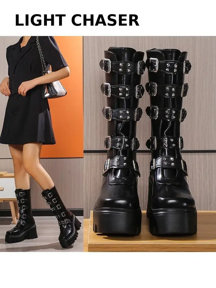 Big Size 35-43 Brand Design Ladies High Platform Boots Fashion Rivet Goth High Heels Boots Women Cosplay Wedges Punk Shoes Woman
Big Size 35-43 Brand Design Ladies High Platform Boots Fashion Rivet Goth High Heels Boots Women Cosplay Wedges Punk Shoes Woman