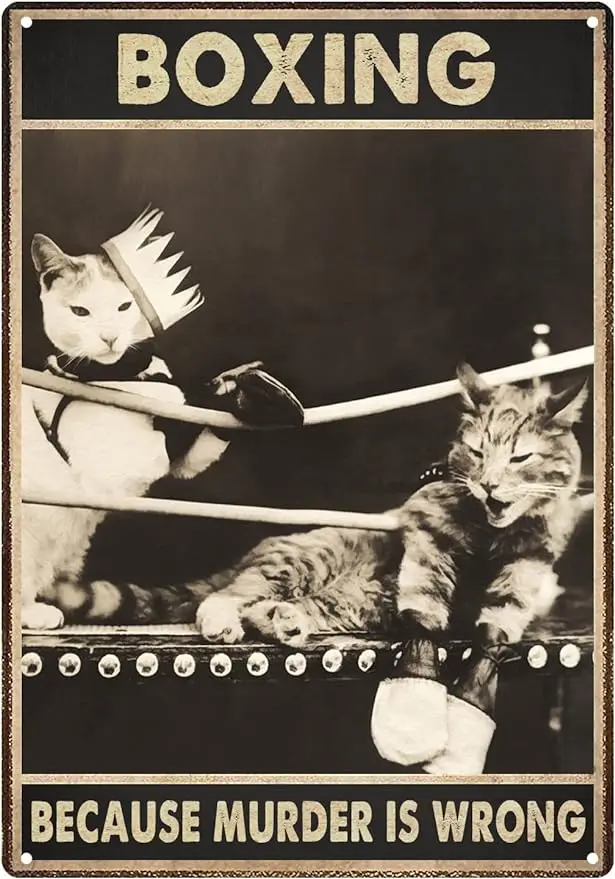 Boxing Because Murder Is Wrong Sign, Vintage Metal Tin Sign, Retro Wall Art Decor Cats Men Women Club Tin Plaque
Boxing Because Murder Is Wrong Sign, Vintage Metal Tin Sign, Retro Wall Art Decor Cats Men Women Club Tin Plaque