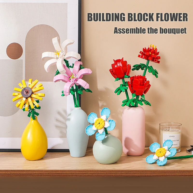Creative Rose Building Blocks Flowers DIY Home Decoration Potted Bouquet Model Bricks Children's Assembled Toys Holiday Gifts
Creative Rose Building Blocks Flowers DIY Home Decoration Potted Bouquet Model Bricks Children's Assembled Toys Holiday Gifts