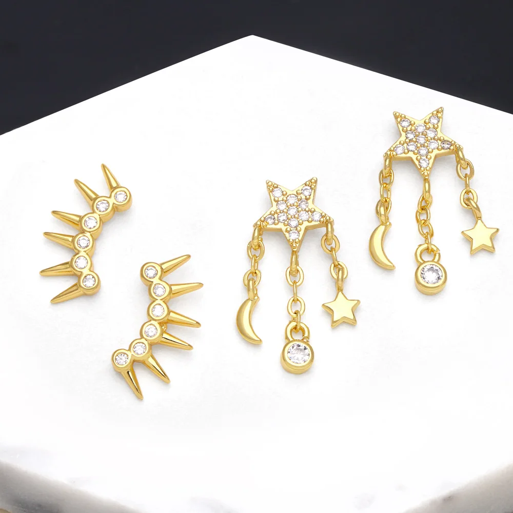 Mini Gold Plated Moon and Star Stud Earrings for Women Copper Zirconia Rivets Ear Studs Small Crystal Jewelry Gifts ersa090
Mini Gold Plated Moon and Star Stud Earrings for Women Copper Zirconia Rivets Ear Studs Small Crystal Jewelry Gifts ersa090