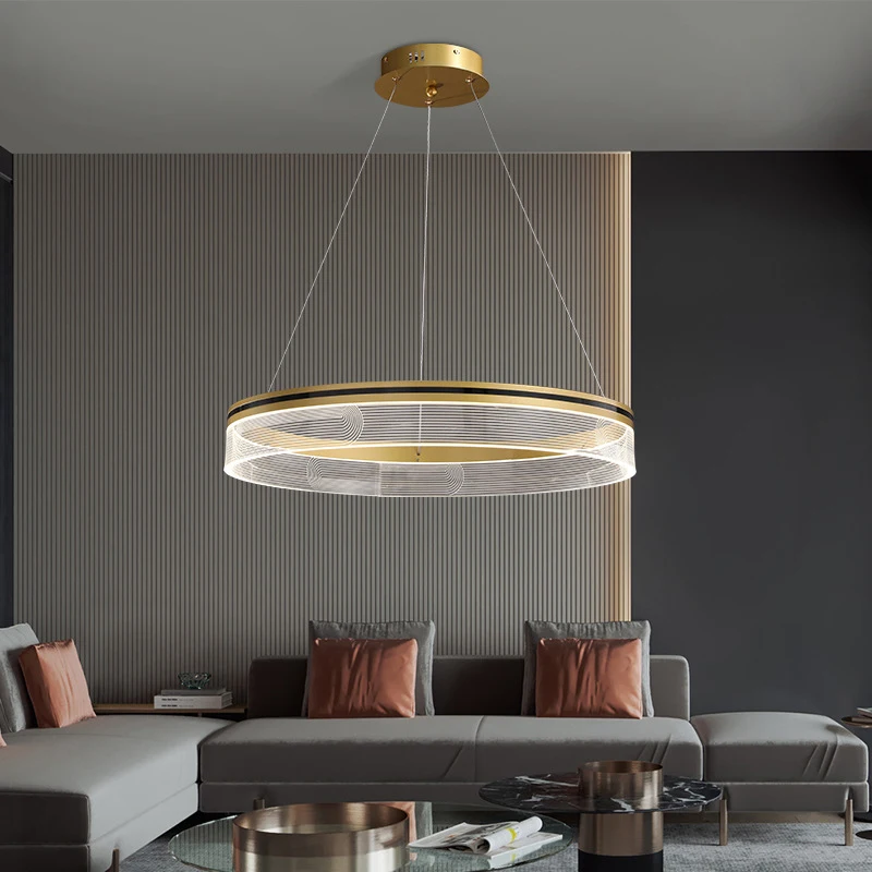Light luxury acrylic aluminum pendant light modern fishing line restaurant lamp LED round 2022 new living room chandelier 
Light luxury acrylic aluminum pendant light modern fishing line restaurant lamp LED round 2022 new living room chandelier