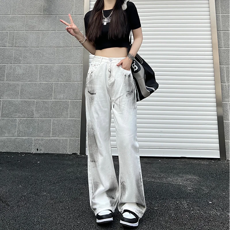 Hot sale Women's Bottoms White Vintage Straight Jeans High Waist Baggy Wide Leg Pants Fashion Street Mopping Denim Trouser Ladie
Hot sale Women's Bottoms White Vintage Straight Jeans High Waist Baggy Wide Leg Pants Fashion Street Mopping Denim Trouser Ladie