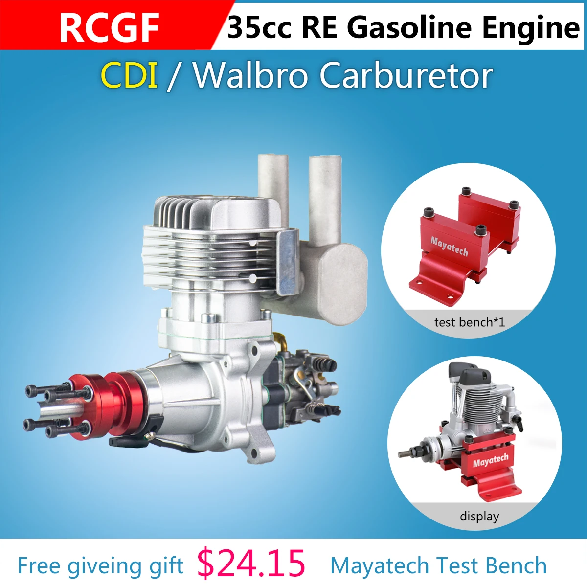 RCGF 35cc Rear Exhaust Pipe Petrol/Gasoline Engine for RC Airplane Two Strokes Single Cylinder Natural Air Cooling
RCGF 35cc Rear Exhaust Pipe Petrol/Gasoline Engine for RC Airplane Two Strokes Single Cylinder Natural Air Cooling