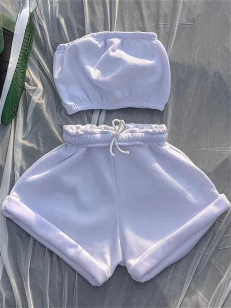 Cutenew Casual Cotton Sportswear Two Piece Set Women Breast Wrap Top + Drawstring Elastic Shorts Matching Set Athleisure Outfits
Cutenew Casual Cotton Sportswear Two Piece Set Women Breast Wrap Top + Drawstring Elastic Shorts Matching Set Athleisure Outfits
