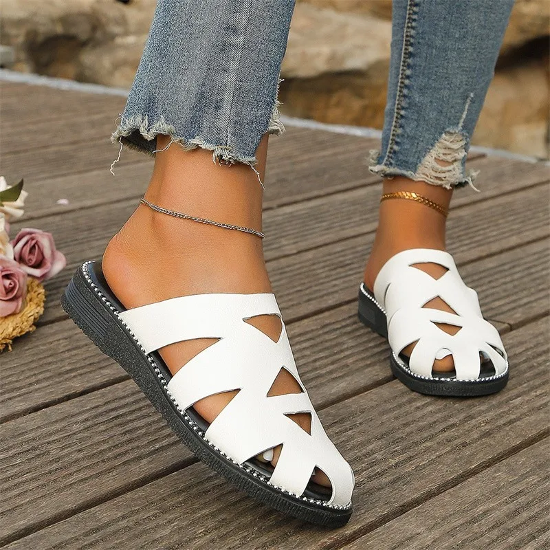 Ladies Shoes on Sale 2023 High Quality Closed Toe Women's Slippers Summer Roman Cutout Shoes Female Flat Casual Beach Slippers
Ladies Shoes on Sale 2023 High Quality Closed Toe Women's Slippers Summer Roman Cutout Shoes Female Flat Casual Beach Slippers