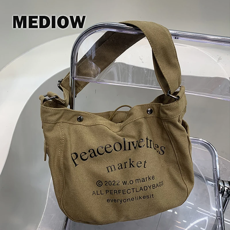 

Сумки MEDIOW в стиле преппи для женщин, роскошная дизайнерская сумка и кошелек, новинка 2023, тканевая сумка среднего размера с принтом букв