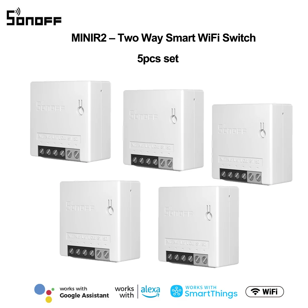 

5pc SONOFF Mini R2 DIY Two Way Smart Switch Remote Control Wifi Switch Relay Automation Module Support Yandex /Alexa Google Home