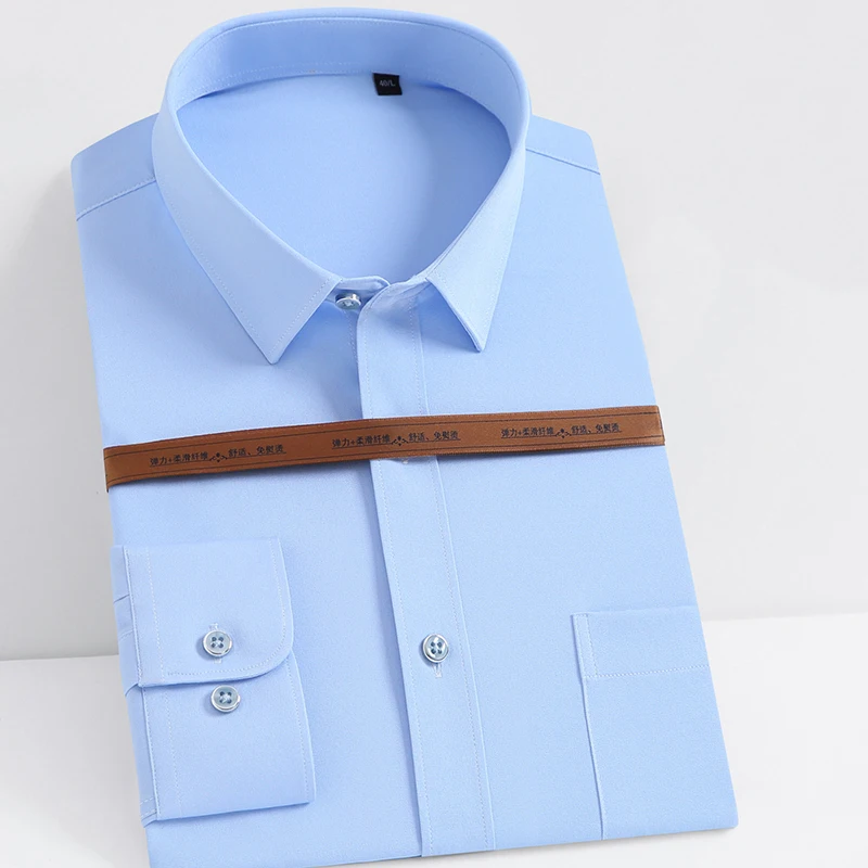 2023 Dress Shirts For Men Solid Stretch Fabric long Sleeve Thin Breathable Male Formal Shirts Non-Iron Spandex Pocket mens Tops 
2023 Dress Shirts For Men Solid Stretch Fabric long Sleeve Thin Breathable Male Formal Shirts Non-Iron Spandex Pocket mens Tops