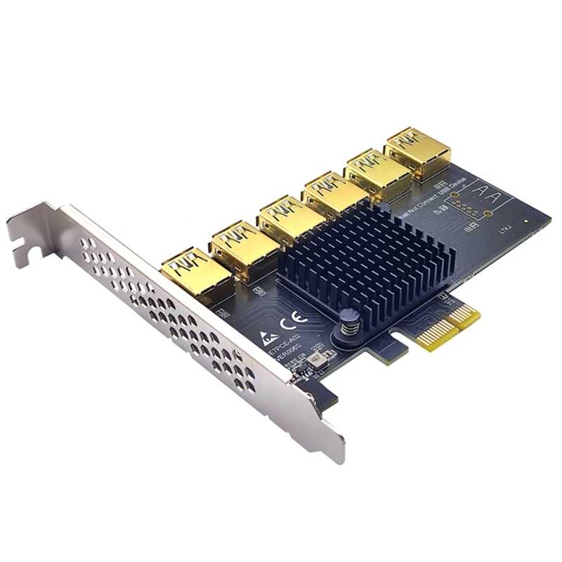 

Плата расширения для видеокарты PCIE, 1X до 6 PCIE, USB 3,0, адаптер, совместимая с материнской платой X4 X8 X16