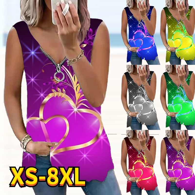 2022 Women Summer tank tops Loose Zipper sleeveless V-neck print vest summer Sexy Streetwear Fashion plus size Basic pullover
2022 Women Summer tank tops Loose Zipper sleeveless V-neck print vest summer Sexy Streetwear Fashion plus size Basic pullover