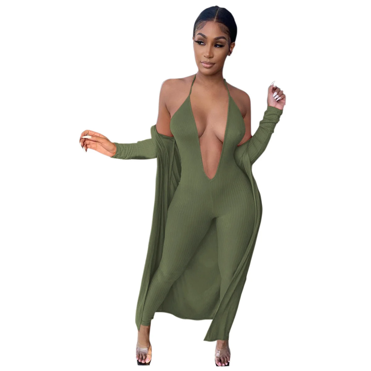 Cutubly Solid Straps Clothes Jumpsuits Pants And Long Sleeved Knitted Coat Trouser Suits Women's Tracksuit 2 Two Piece Sets
Cutubly Solid Straps Clothes Jumpsuits Pants And Long Sleeved Knitted Coat Trouser Suits Women's Tracksuit 2 Two Piece Sets