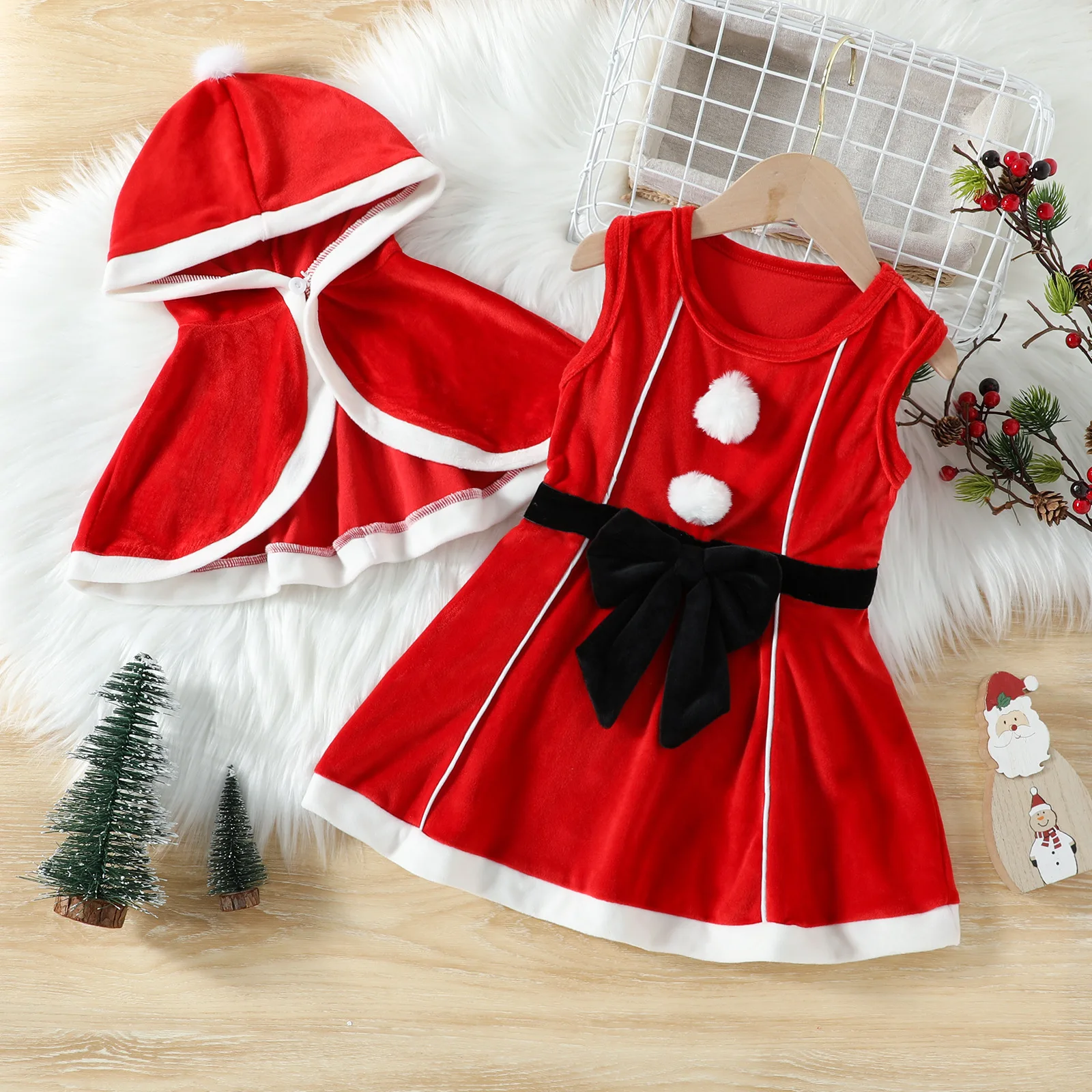 1-6Y Christmas Santa Dress for Girls Red Hooded Cloak+Sleeveless Vest Dress Party New Year Children Costume Kids Clothes Cape
1-6Y Christmas Santa Dress for Girls Red Hooded Cloak+Sleeveless Vest Dress Party New Year Children Costume Kids Clothes Cape